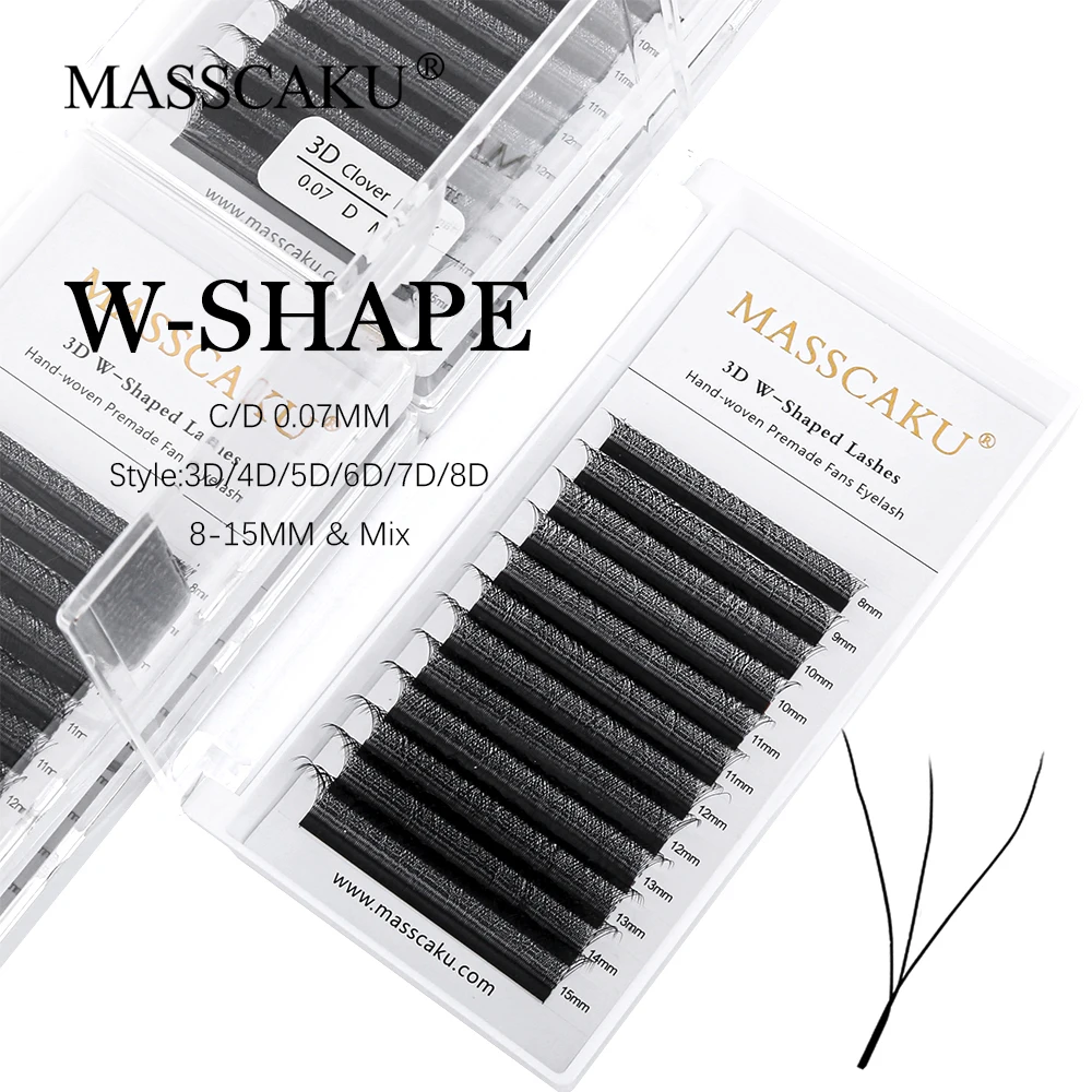 

Factory Wholesale Individual Natural Easily Grafting Cilios W Style Clover Eyelash 0.07mm Mix 8-15mm Full Dense Lash Extensions