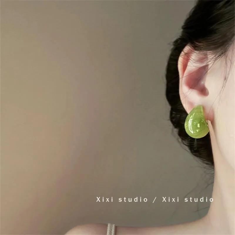 Stud Earrings Avocado Green Acrylic Lightweight Hypoallergenic Elegant Chic Unique Summer 2026 Jewelry for Women
