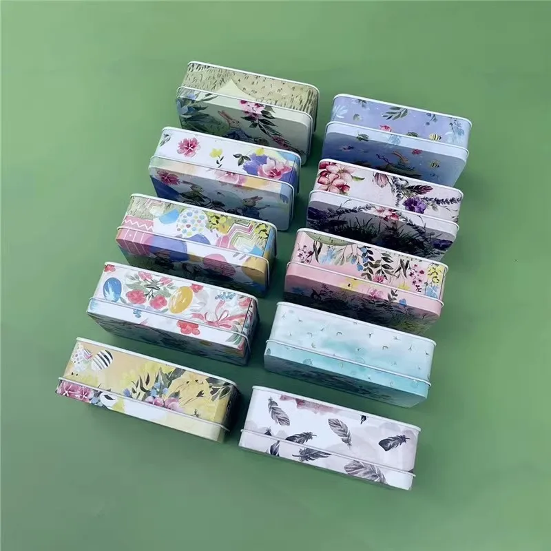 10 Pcs  Fairy Tale Cartoon Rabbit  Rectangular  Metal Storage Pencil Boxes  For Ornaments,Wedding Candy ,Sundry Goods，Cute Gift