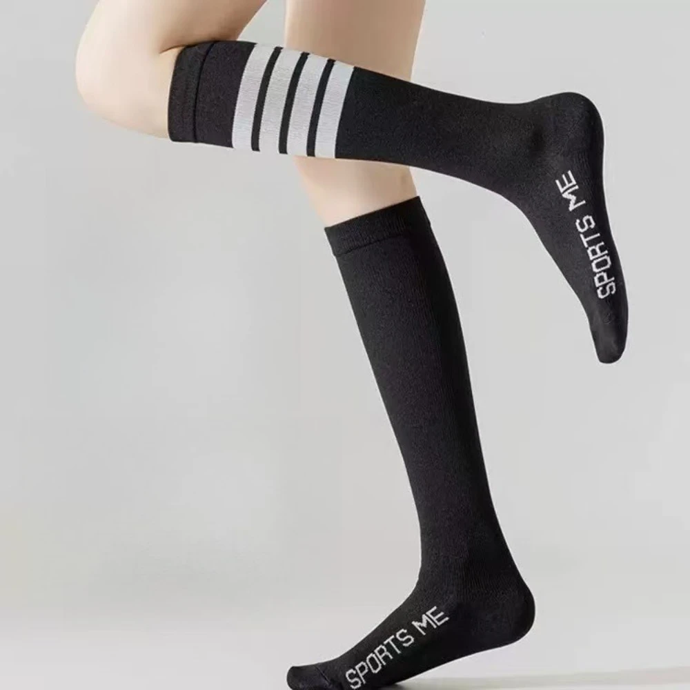 1/3pairs of girls' striped calf socks,left and right running sport sock suitable for girls' outdoor leisure socks in all seasons