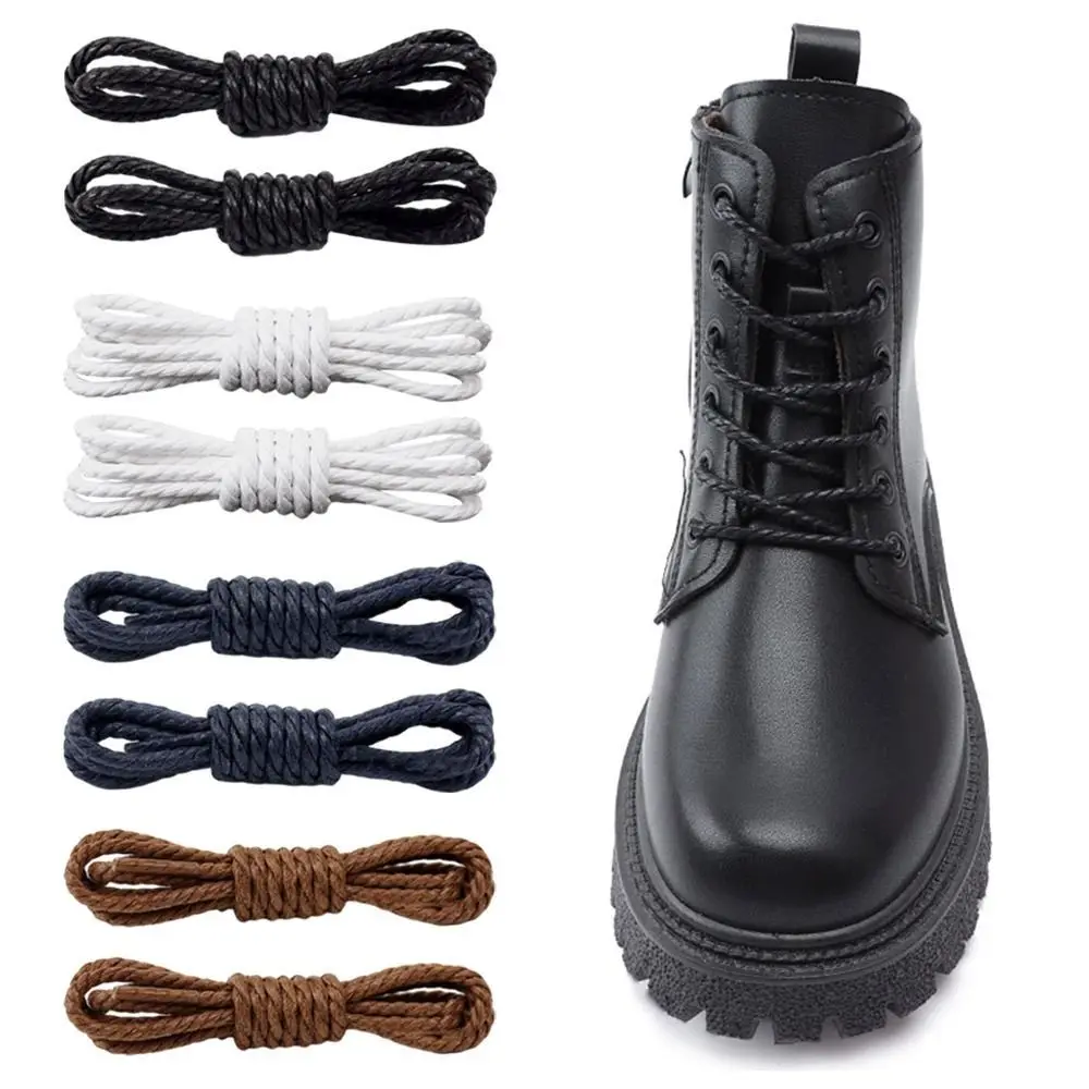 1Pair Round Shoelaces Leather Shoelaces Waterproof Waxed Cotton Shoelace Oxford Boots Laces for Shoes 150CM