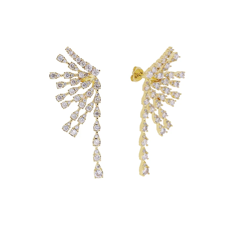 2026 New Arrived Sparking Bling Cz Cluster Stud Earring New Micro Pave Cubic Zirconia Long Bar Stud Fashion Jewelry