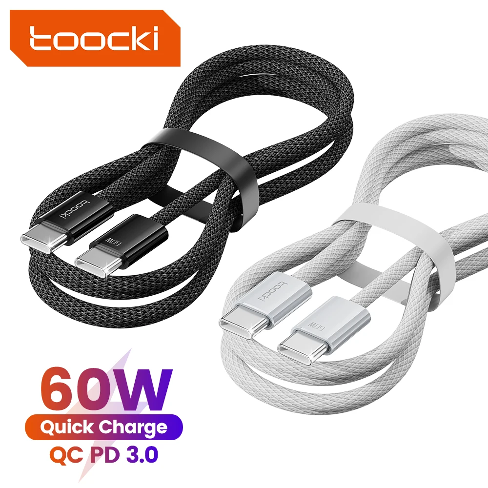 Toocki 60W USB C to USB C Cable for iPhone 15 Samsung Galaxy S24 S23 3A Fast Charging Cable for Xiaomi Huawei Realme Oneplus