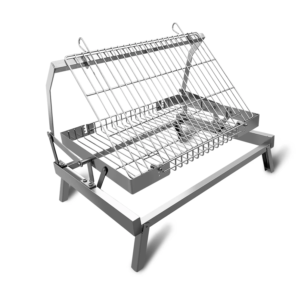 Wholesale Outdoor 360° Rotating Stainless Steel and Iron Camping Charcoal Rotisserie Portable Flip BBQ Grills for Patio