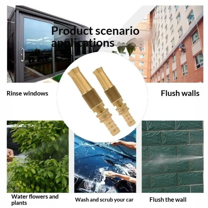 1/2PCS New Garden Brass Adjustable Spray Hose Nozzle High Pressure Straight Copper For Car Washing Adjustable Nozzle