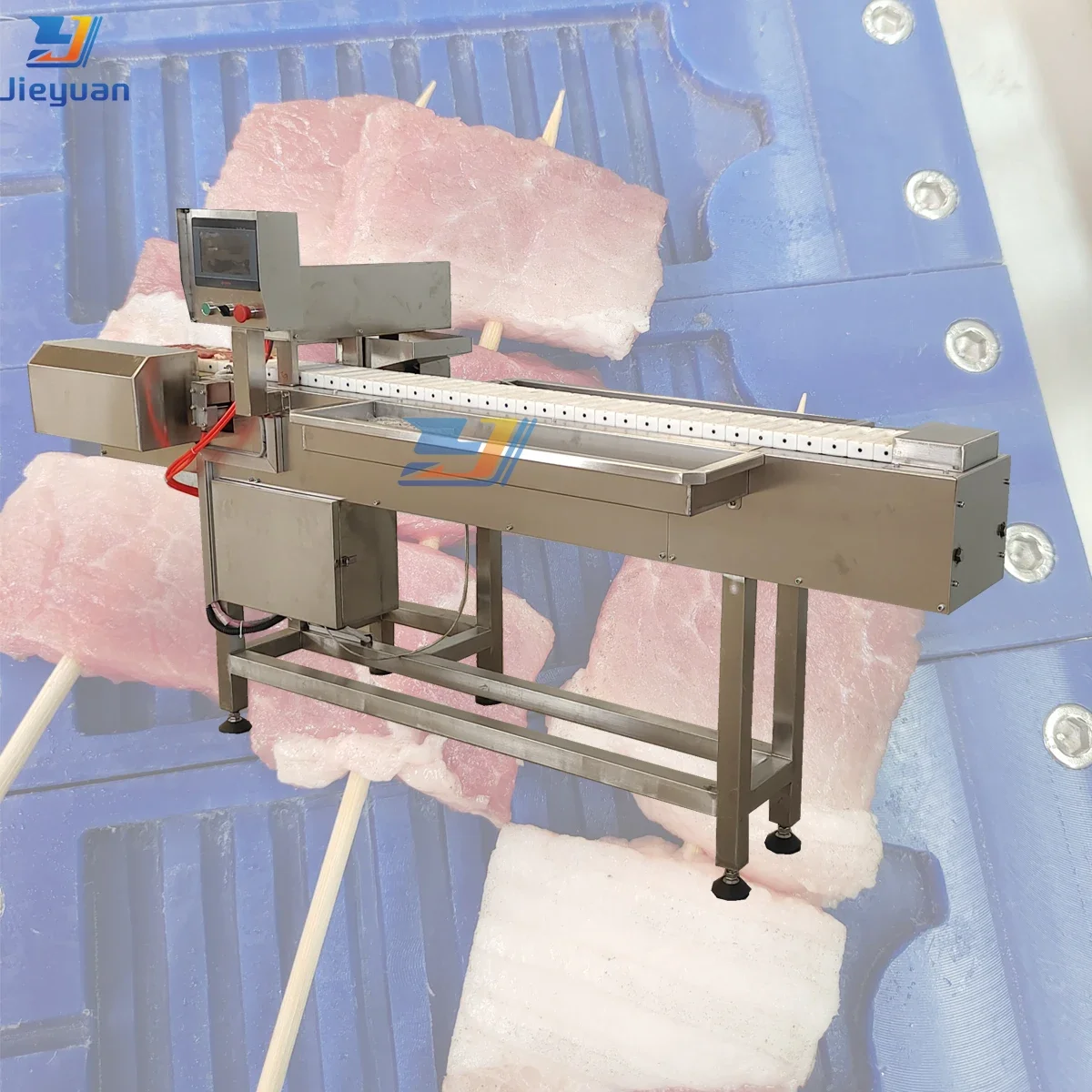 Máquina de pinchos de carne para barbacoa completamente automática para salchichas de cerdo y cordero para hoteles, restaurantes, granjas, uso doméstico