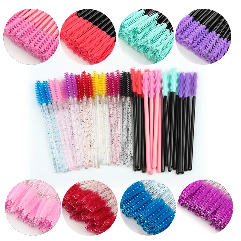 Lanjinglin 50 Pcs Eyelash Brushes Disposable Eyebrow Brush Mascara Wand Applicator Eye Lashes Brush Eyelash Extension Tools