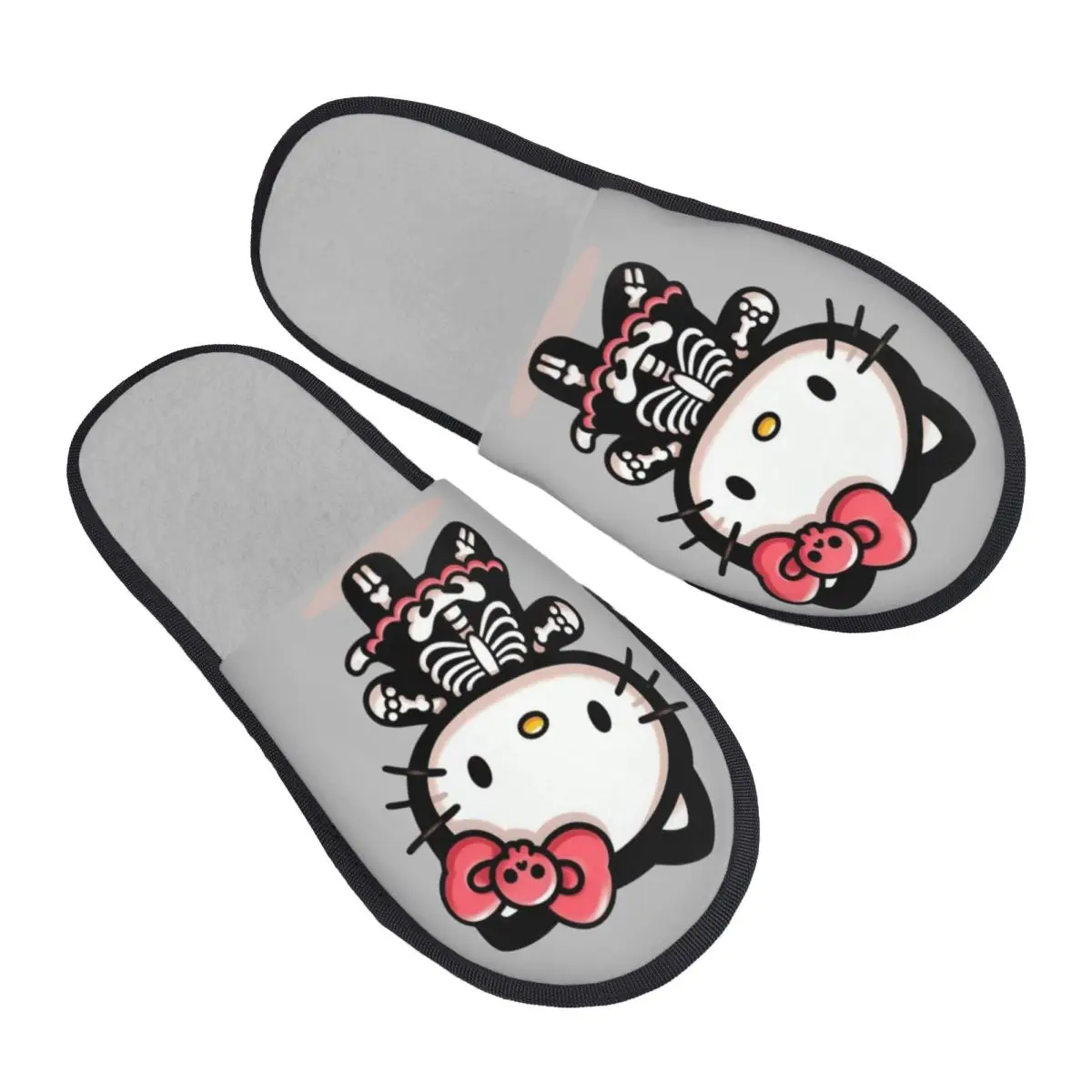 

Домашние тапочки Hello Kitty со скелетом на заказ, женские удобные тапочки без шнуровки из пены с эффектом памяти, гостиничные тапочки