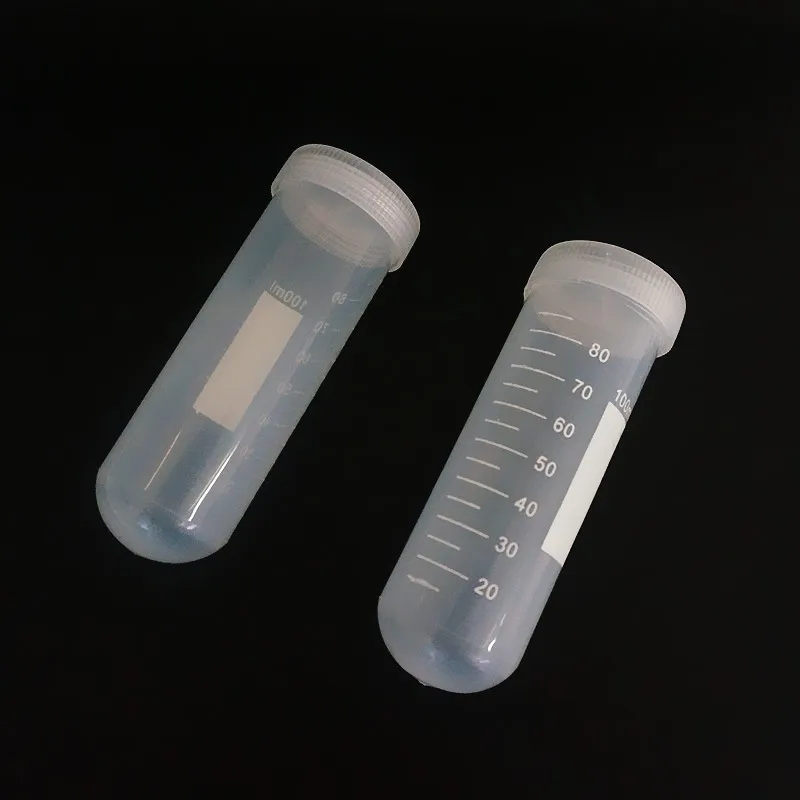 10pcs/pack 100ml scaled plastic centrifuge tubes with screw cap