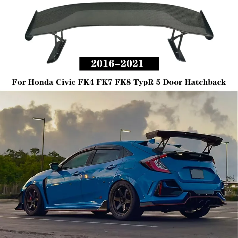 For Honda Civic FK4 FK7 FK8 TypR 5 Door Hatchback 2016-2021 High Quality Real Carbon Fiber Car Rear Wing Trunk Lip Spoiler