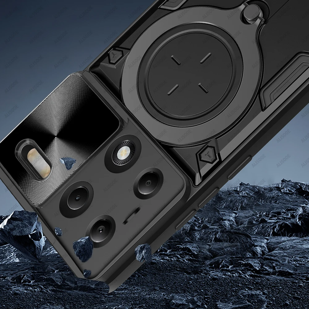 Funda for Redmi Note 13 Pro Plus 5G POCO X6 M6 Pro Case Slide Camera Cover for Redmi Note 13 Pro Ring Stand Capa
