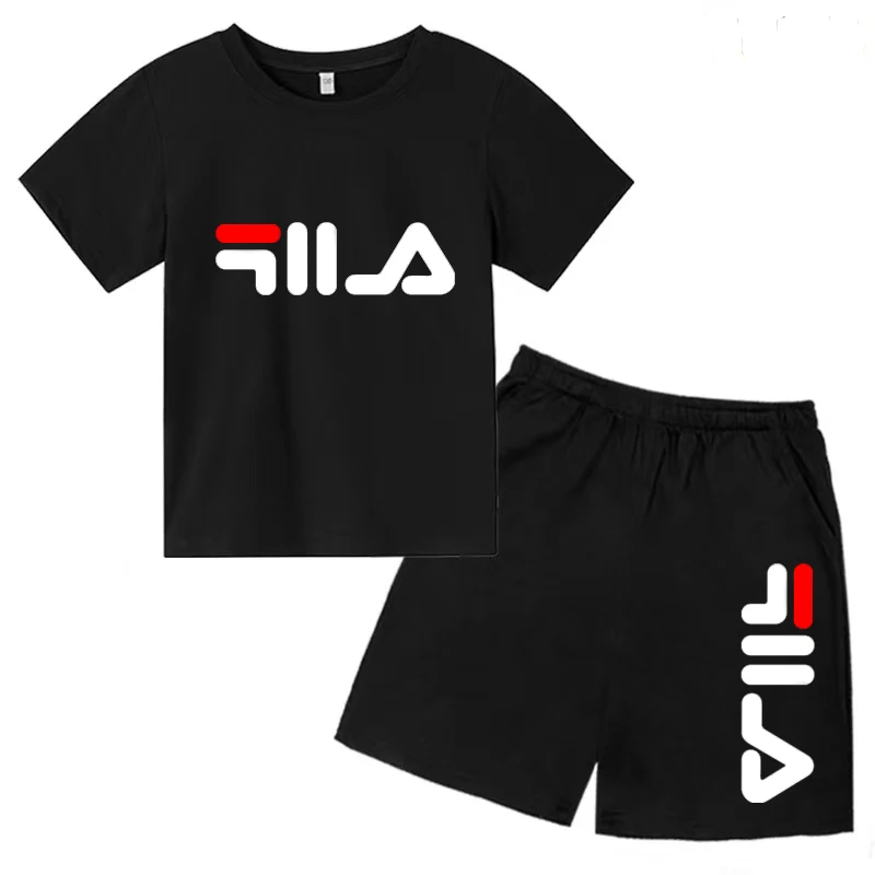 Kids Summer T-shirt for Boys/Girls Birthday Gift 3-13Y Top+Shorts Casual Fashion Brand Letter Beautiful Girl Sunshine Sports Set