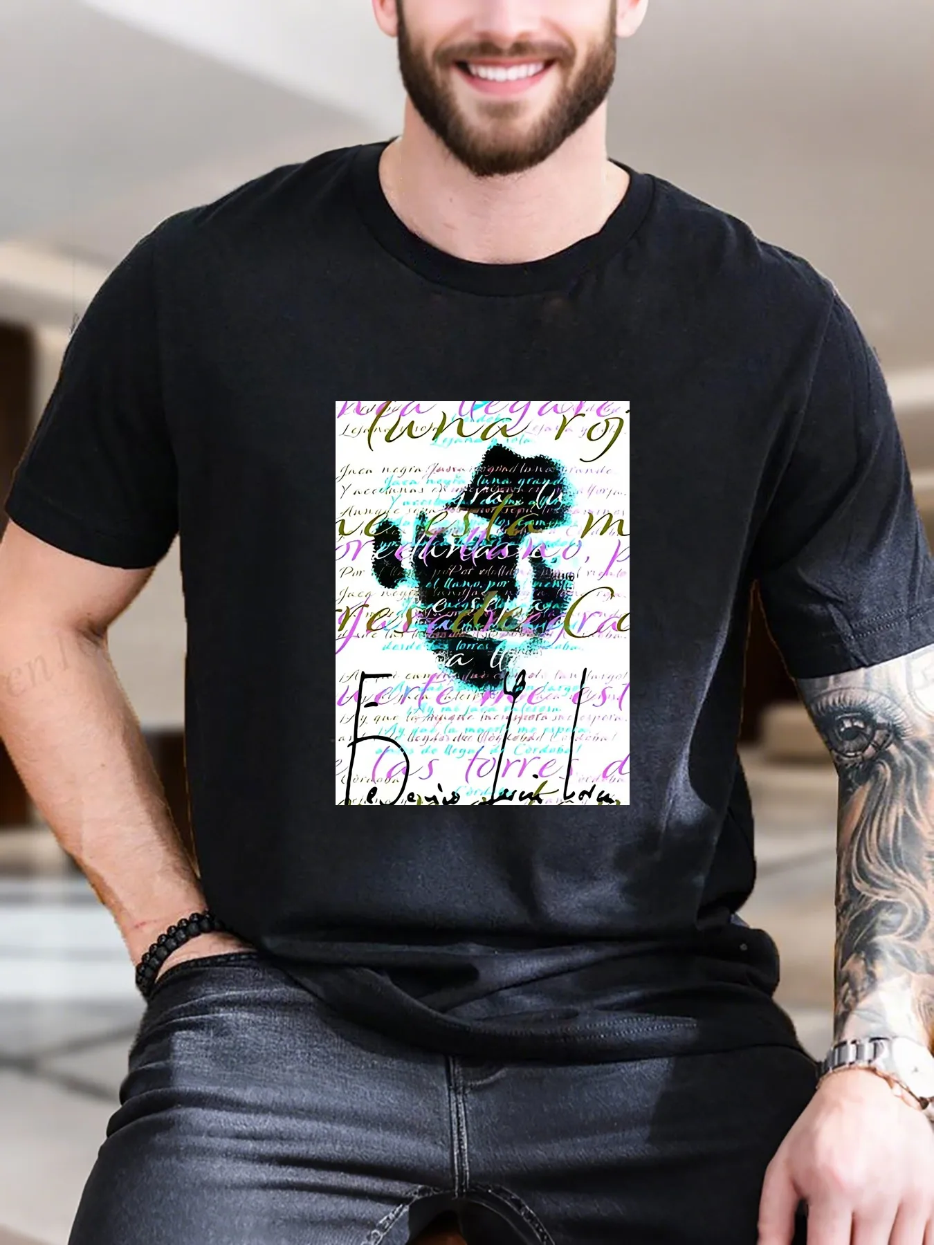 

New Arrival Fashion Men's Graphic Print Short Sleeve T-Shirt 100% Cotton Comfortable Breathable Trendy Text Design Casual Everyday