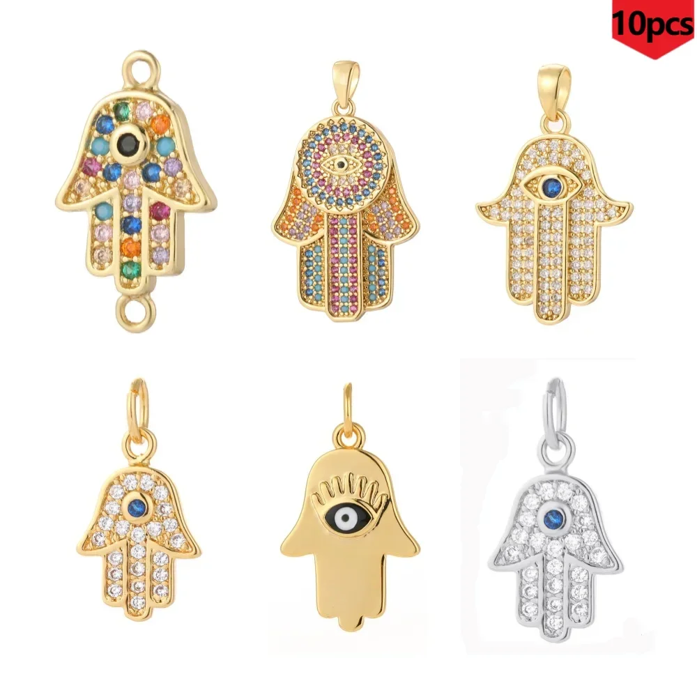 10PCS Palm Shaped Pendant with One Eye Pattern, Quirky Style, Event Decoration, Holiday Gift Bulk Items Wholesale Resin Charms