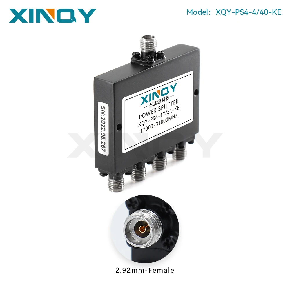 XINQY 2.92mm Microstrip Power Divider, 1-to-4, 17-31GHz, High-Frequency Test Grade Splitter, Low VSWR and High Isolation