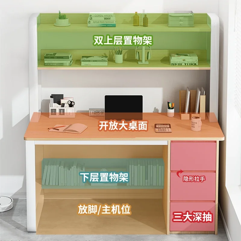 Economical desk, bookshelf, integrated desk, simple modern small learning desk