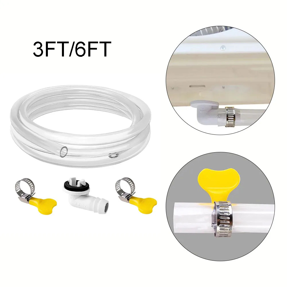 3/6FT Air Conditioner Drain Hose Kit 15mm ABS AC Drain Pipe With Connector And Clamps For Home Office Cooling