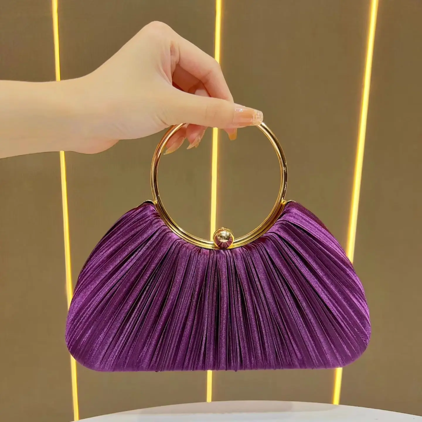 New Pleated Evening Handbag for Women, Elegant Silk Princess Style Bag, Versatile Shoulder Crossbody Bag Perfect for Banquet