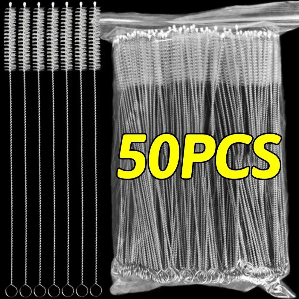 50/1Pcs Nipple Drinking Straw Cleaning Brush Nylon Stainless Steel Tube Pipe Cleaner Long Handle Cleaning Brushes for Straws