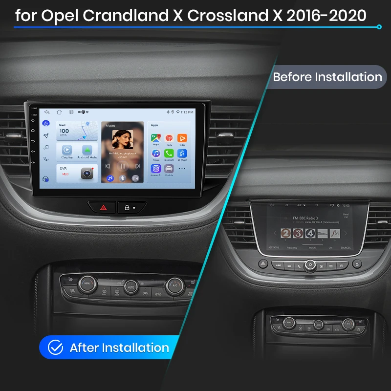Radio para Auto Junsun para Opel Grandland X Crossland X 2016-2020, CarPlay, Android Auto, FM, RDS, DSP, BT, GPS, Navegador, SWC, Pantalla Táctil HD IPS, Reproductor Multimedia Plug & Play, Llamadas Manos Libres, Unidad Principal con Estilo Original del Auto 2