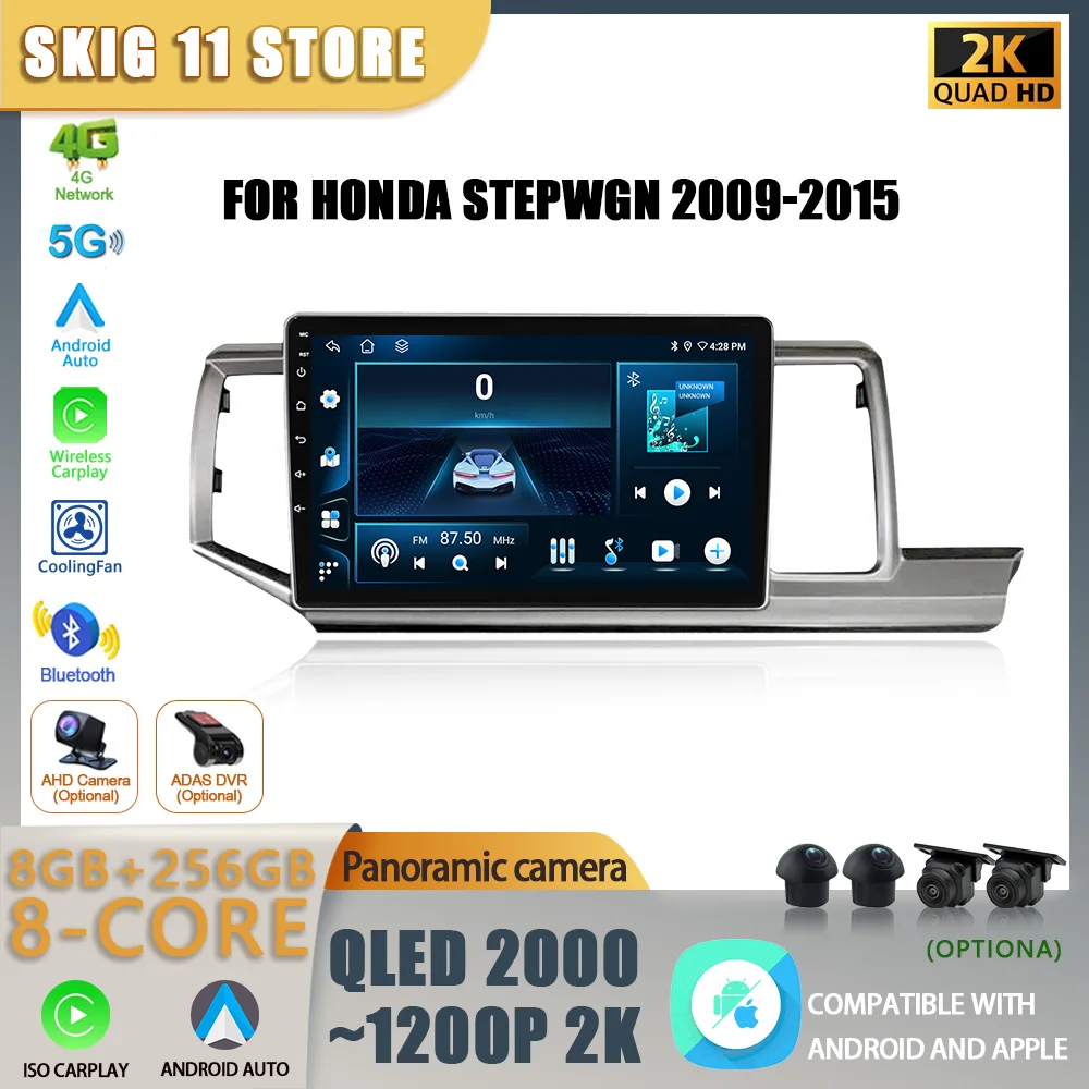 

Android 14 для Honda Stepwgn 2009-2015 автомобильное радио, мультимедийная навигация, беспроводная BT CarPlay 4G GPS, стерео сенсорный экран