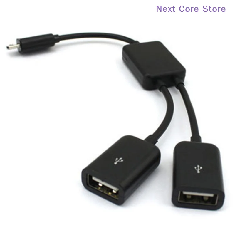 1Pcs Dual Micro USB OTG Hub Host Adapter Cable For Tablet PC And Smart Phone