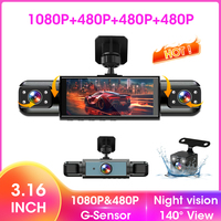 ﻿ Car Dash Cam 4 Channel Video Recorder Four Lens Night Vision for Car DVR 1080P Front Camera Loop Recording 24H Parking Monitor