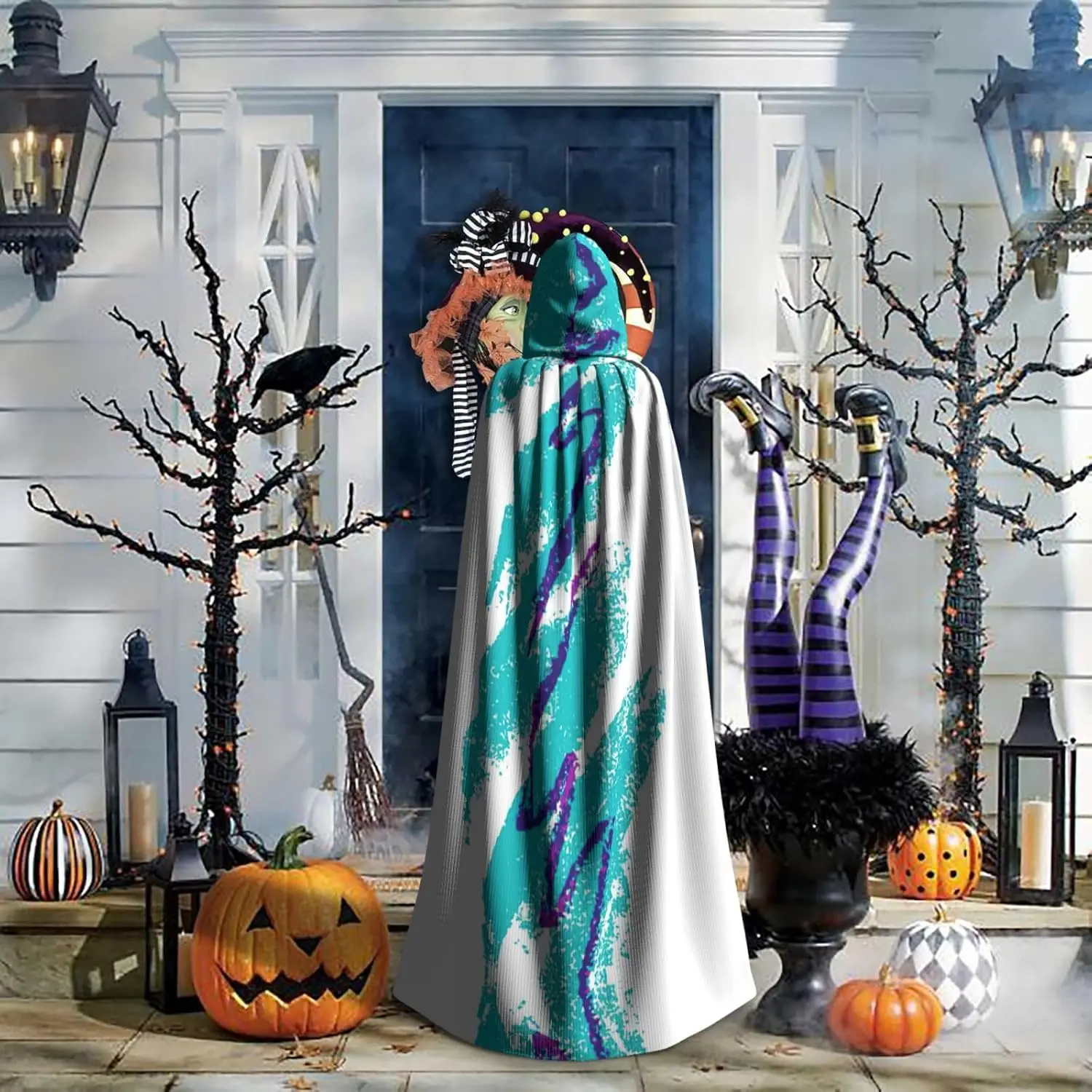 90er Jahre Cup Design Druck Erwachsene Kapuzenumhang Karneval Festival Umhang Cosplay Robe Kostüm Party Gothic Karneval