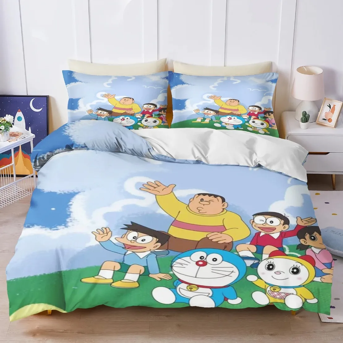 Cartoon RoboCat Duvet Cover Cute D-Doraemons Bedding Sets Home Blue Printed Pillowcase Set luxury birthday gift