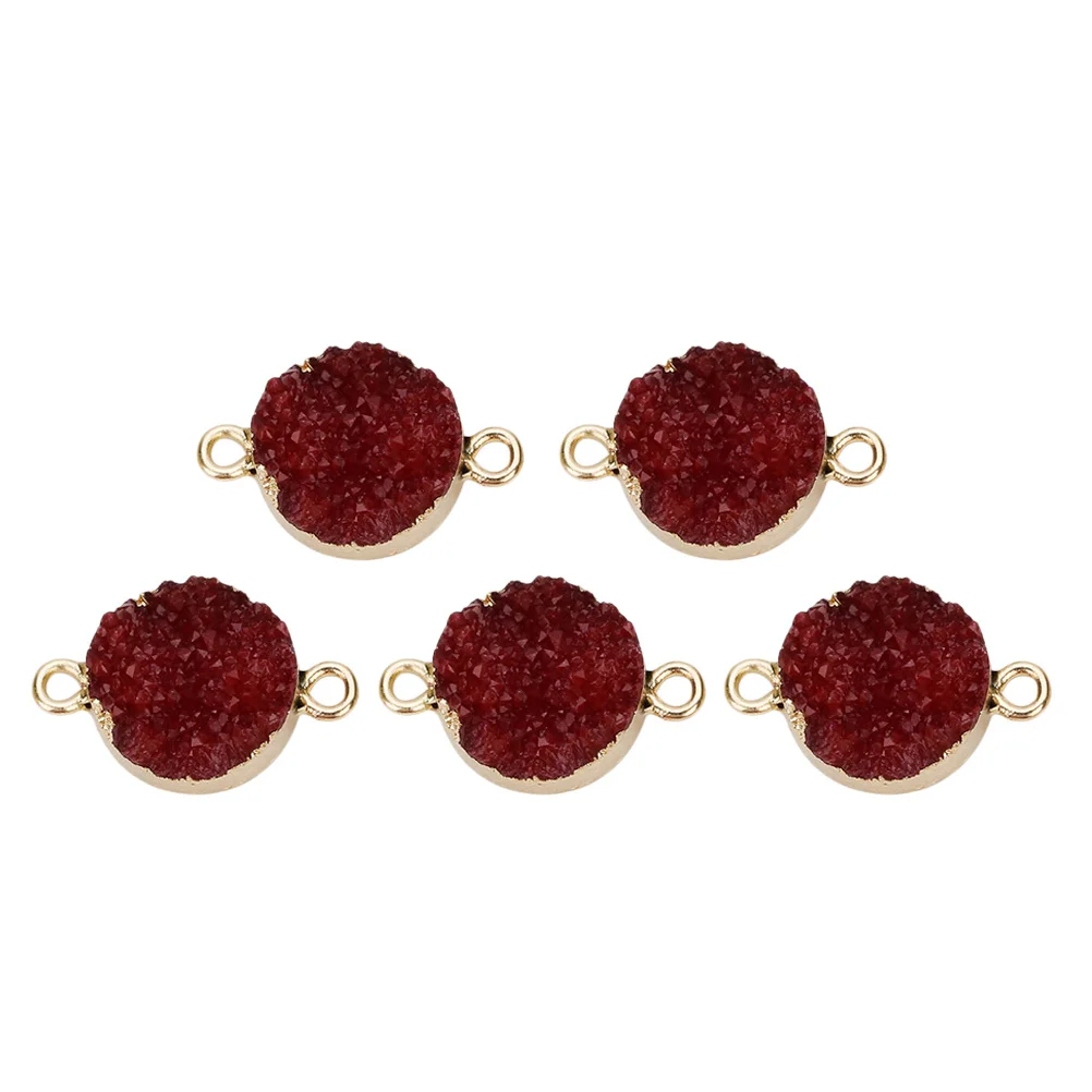 

5pcs Resin Imitation Crystal Pendant Charms Delicate Diy Jewelry Making Accessory For Necklace Bracelet Keychain Dark Red