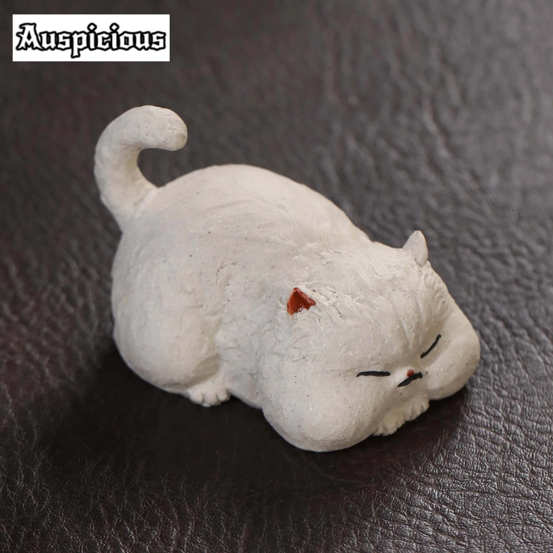 Creative Cat Purple Sand Tea Pet Handcrafted Lucky Ingot Cat Small Ornaments Tea Play Figurine Sculpture Accessories Decoration