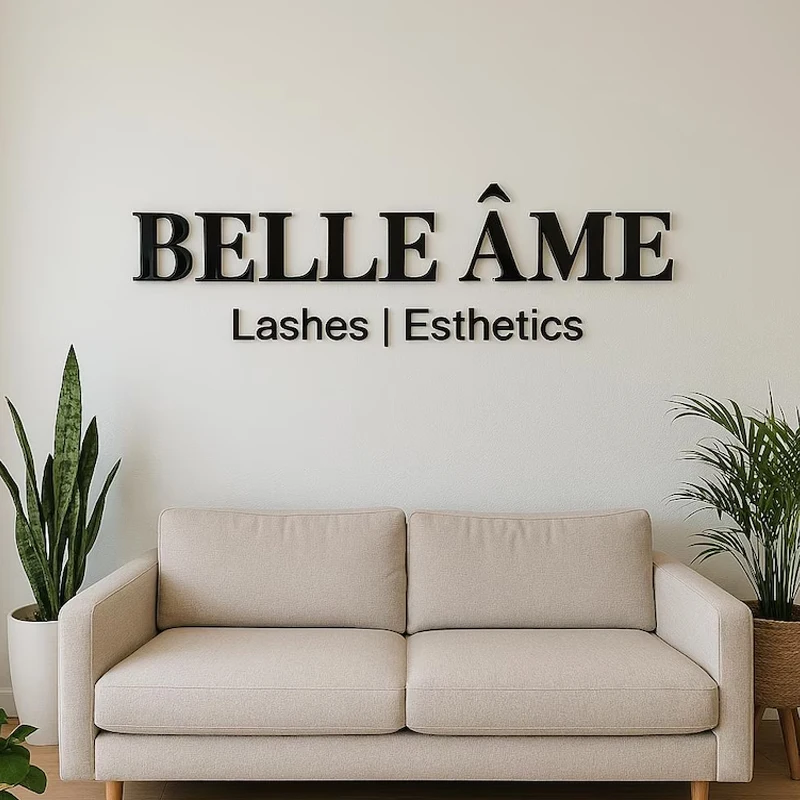 Letrero de Pared Acrílico Personalizado,letreros personalizados para negocios， Letrero Comercial 3D Grande con Logotipo Personalizado para Salón de Belleza, Impresión UV, Decoración de Habitaciones