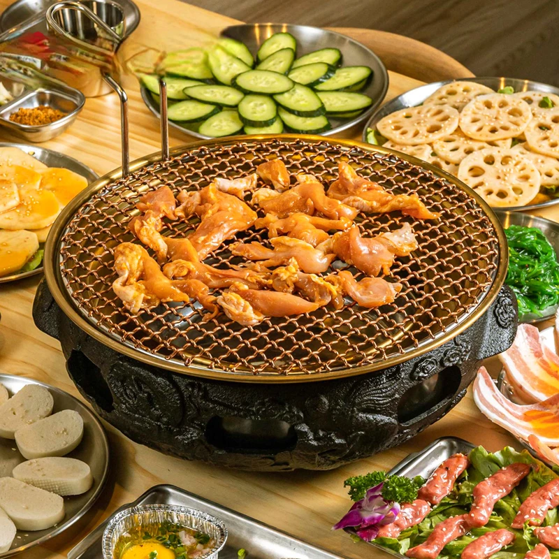 Korean Carbon Oven Commercial Cast Iron Japanese Barbecue Oven Thickened Korean Circular Barbecue Oven Charcoal Oven