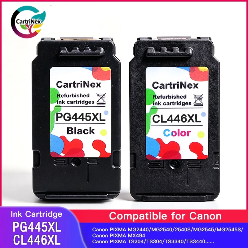 CartriNex Ink Cartridge For Canon PG445 CL446 445XL 446XL Pixma MG2940 MG2942 MG2944 IP2840  MX494 MG2440 MG2540 MG2540S Printer