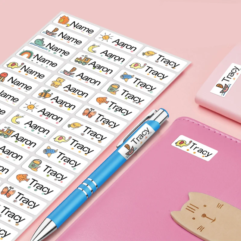 ملصقات اسم قابلة للتخصيص لأدوات الشرب وقرطاسية الأطفال - ملصقات شخصية مقاومة للماء مع لاصق صديق للبيئة #3