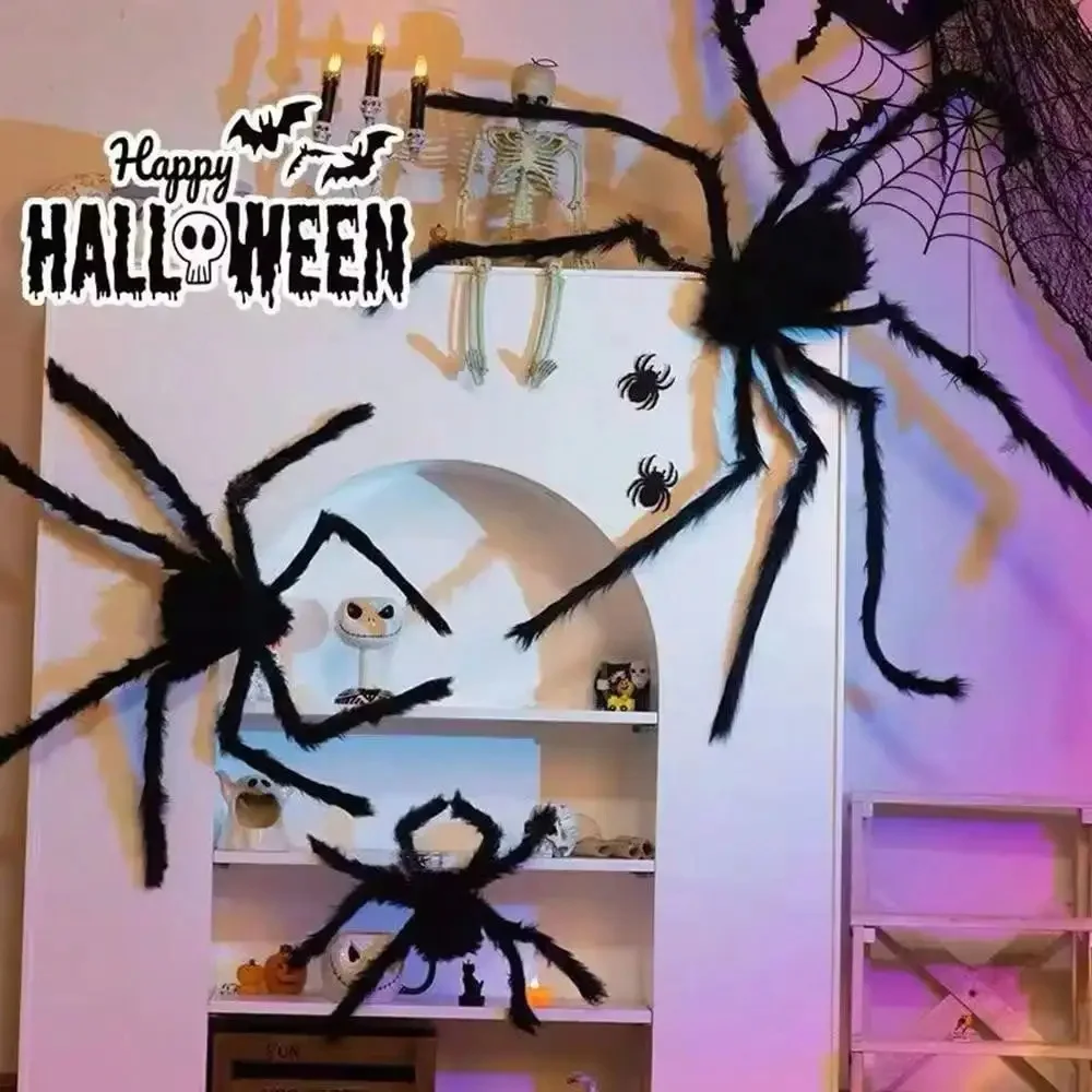 

Halloween Black Plush Spider Horror Party Haunted House Decor Props Simulation Spider Indoor Outdoor Giant Scary Spider Decor