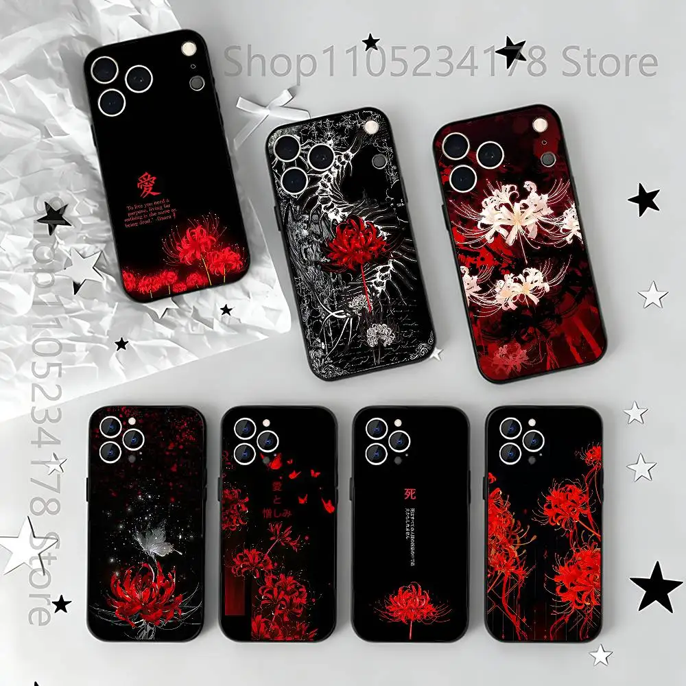 Ghoul Red Spider Lily Tokyo Black Soft Case For iPhone 17 13