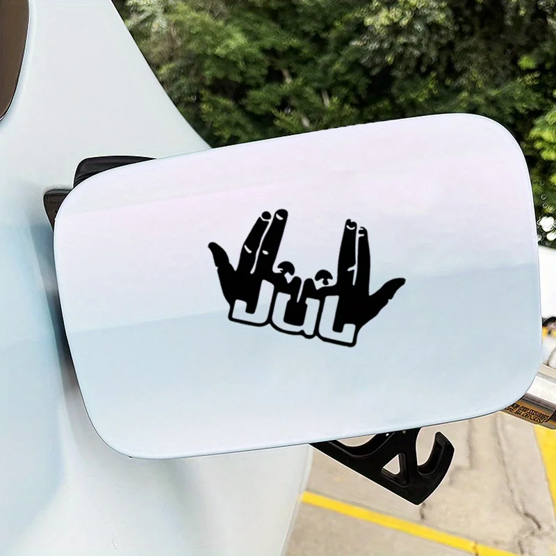 

1 шт., многоцветная/красная/черно-белая виниловая наклейка с руками и жестом JUL - 12x7,6 см, водонепроницаемый декор автомобиля