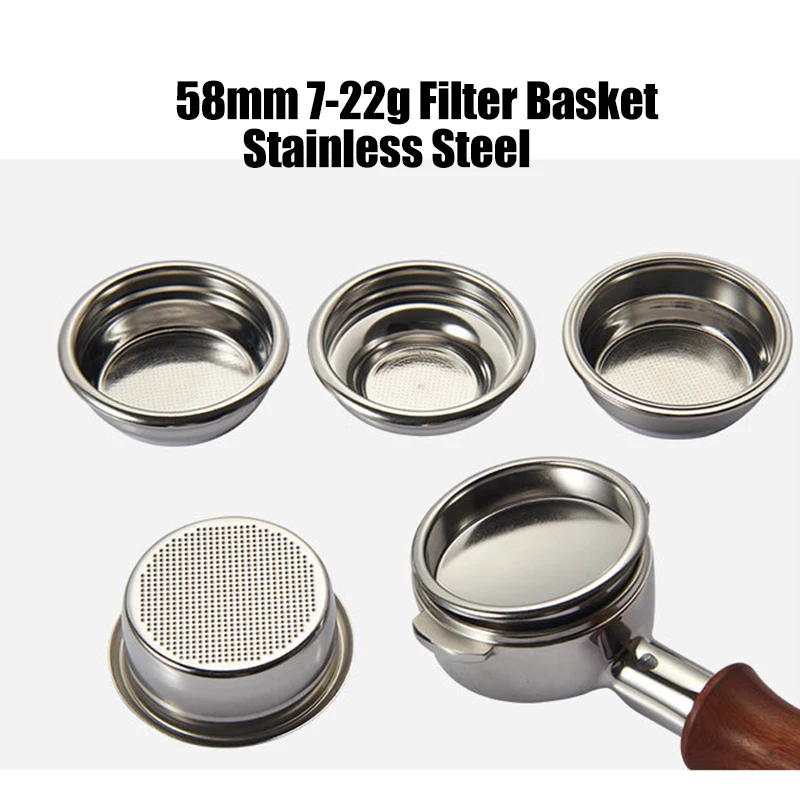 58mm 1/2/4 Cup  7g 18g 22g and Blind Bowl Filter Replacement Filters Basket Dosing Ring for Coffee Bottomless Portafilter Parts