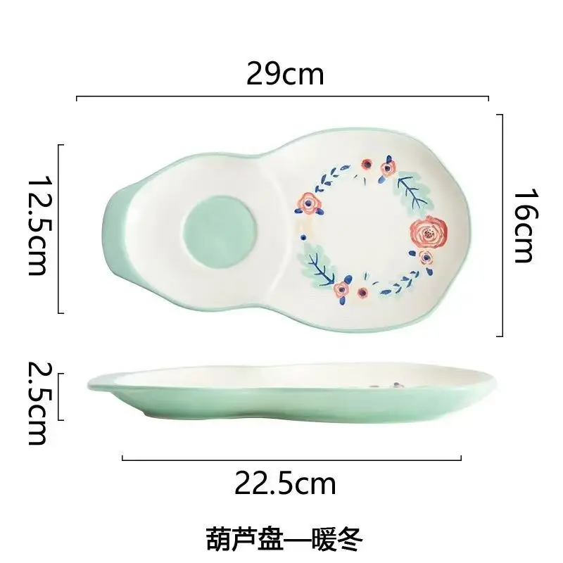 Four Seasons Ceramic Underglaze Color Big Fish Plate Vegetable Plate Breakfast  Jewelry Storage Fruit Snack Plate Ceramic Tray