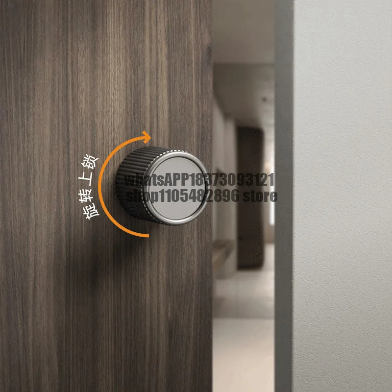 Single-sided invisible door lock Italian minimalist black zinc alloy unilateral lock white background wall