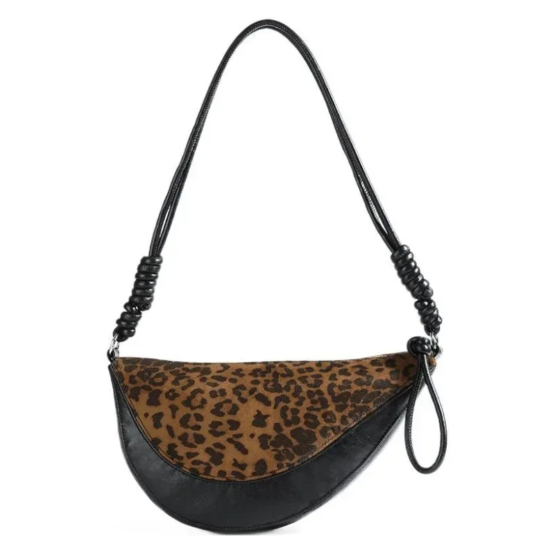 2024 Otoño e Invierno nueva tendencia bolso bandolera con estampado de leopardo bolso de hombro versátil de moda bolso Retro de gran capacidad para mujer