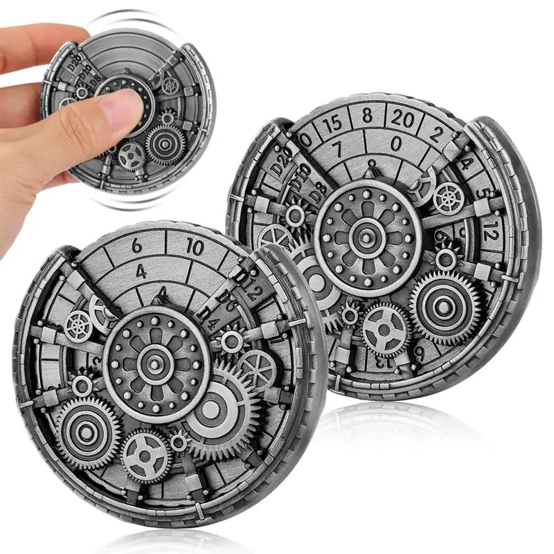 

Металлические кубики-спиннеры DND 7-в-1 с зубчатой тематикой для любителей настольных ролевых игр, вращающиеся кубики-спиннеры, колесо для игры в кости