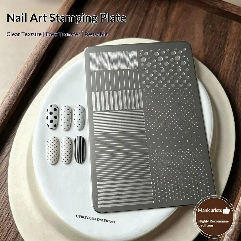 Stainless Steel Nail Stamping Template Multiple Plaid Checkerboard Grid Designs Nail Image Plate DIY Salon Manicure Accessories