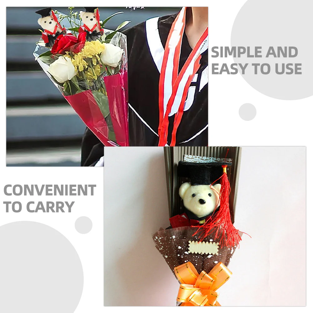 8 Pcs Graduation Season Dr Bear Shape Bouquet Accessories Dolls for Gift Ghetto Plush Decors Modeling Stuffed Bears Party