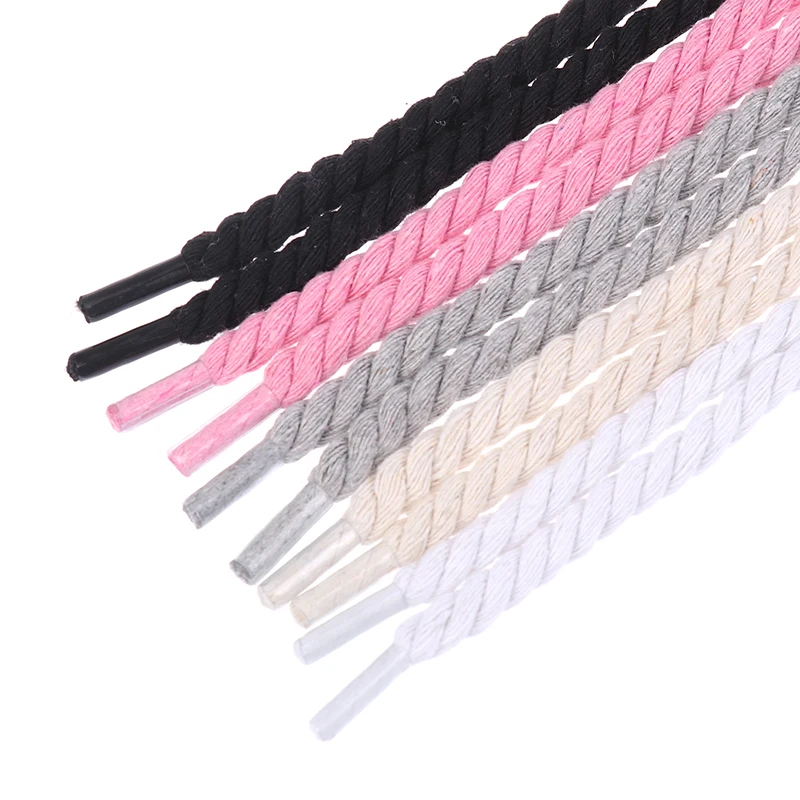 2Pcs Round Thick Rope Laces Polyester Cotton Solid Color Laces 0.8cm120cm Length Bold Shoelaces