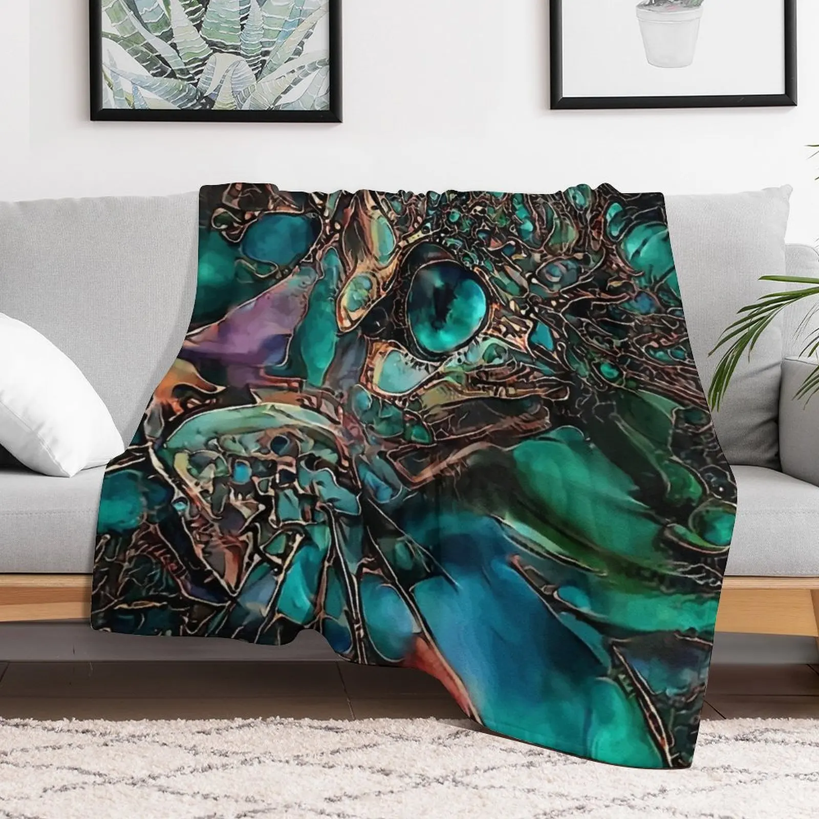 Esmeralda - cat, chat, cat - lea roche paintings Throw Blanket For Sofa Thin Beach Bed Fashionable Blankets