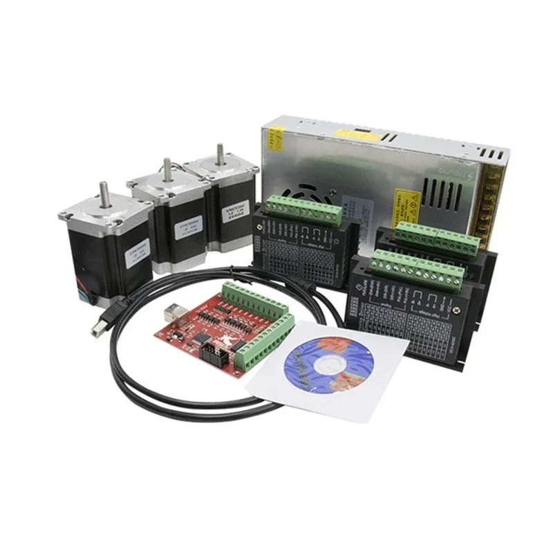 

Router 3/4 Axis Kit Cnc :TB6600 Motor Driver+Nema23 Stepper 57HS7630A4+mach3 4 Interface Board+power Supply