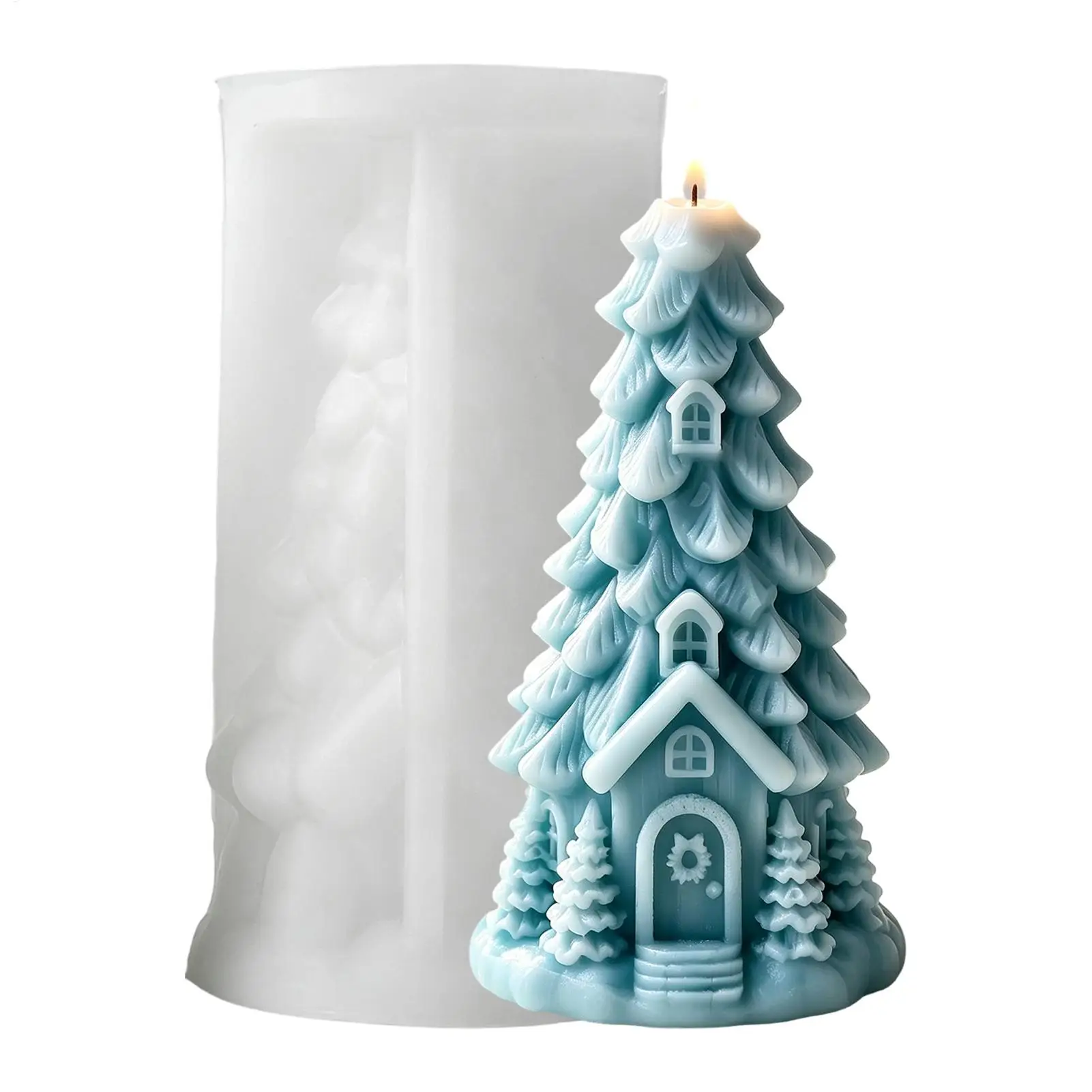Christmas Tree House Candle Silicone Mold Aromatherapy Gypsum Candle DIY Home Decoration Mold