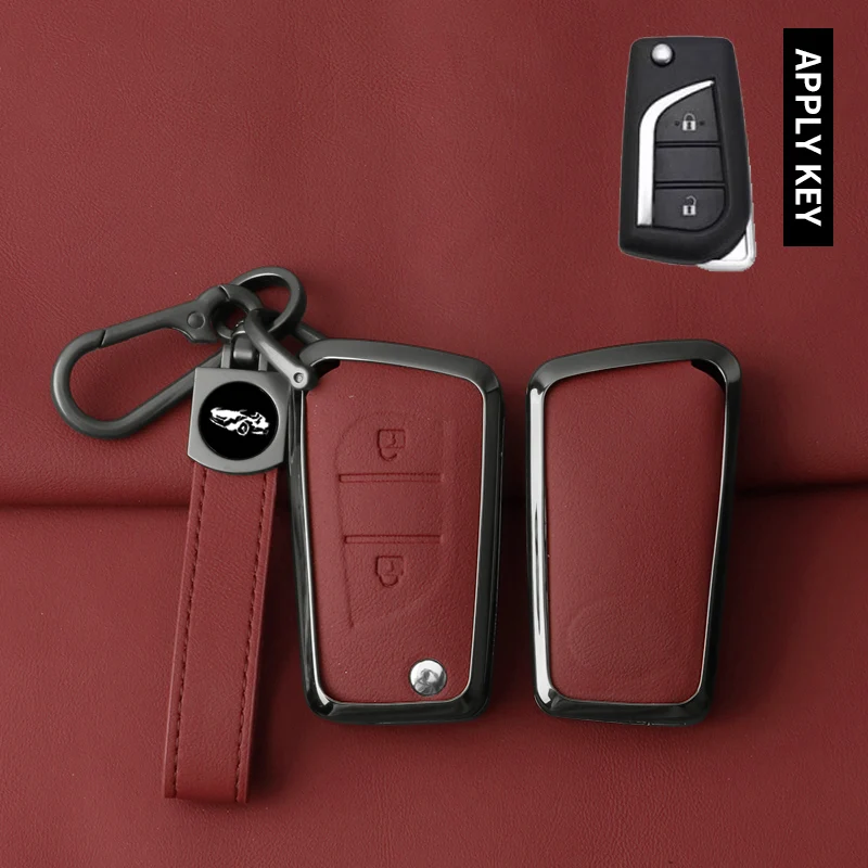 Applicable to Toyota Levin Camry Reiz Highlander Corolla VA2 Toy48 Toy43 Zinc Alloy Leather Key Case Accesorios Para Llavero